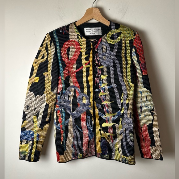 AURORA RUFFOLO CHRISTIAN RUPERTO Jackets & Blazers - AURORA RUFFOLO CHRISTIAN RUPERTO Women’s Small Multi Quilted Jacket Abstract Art